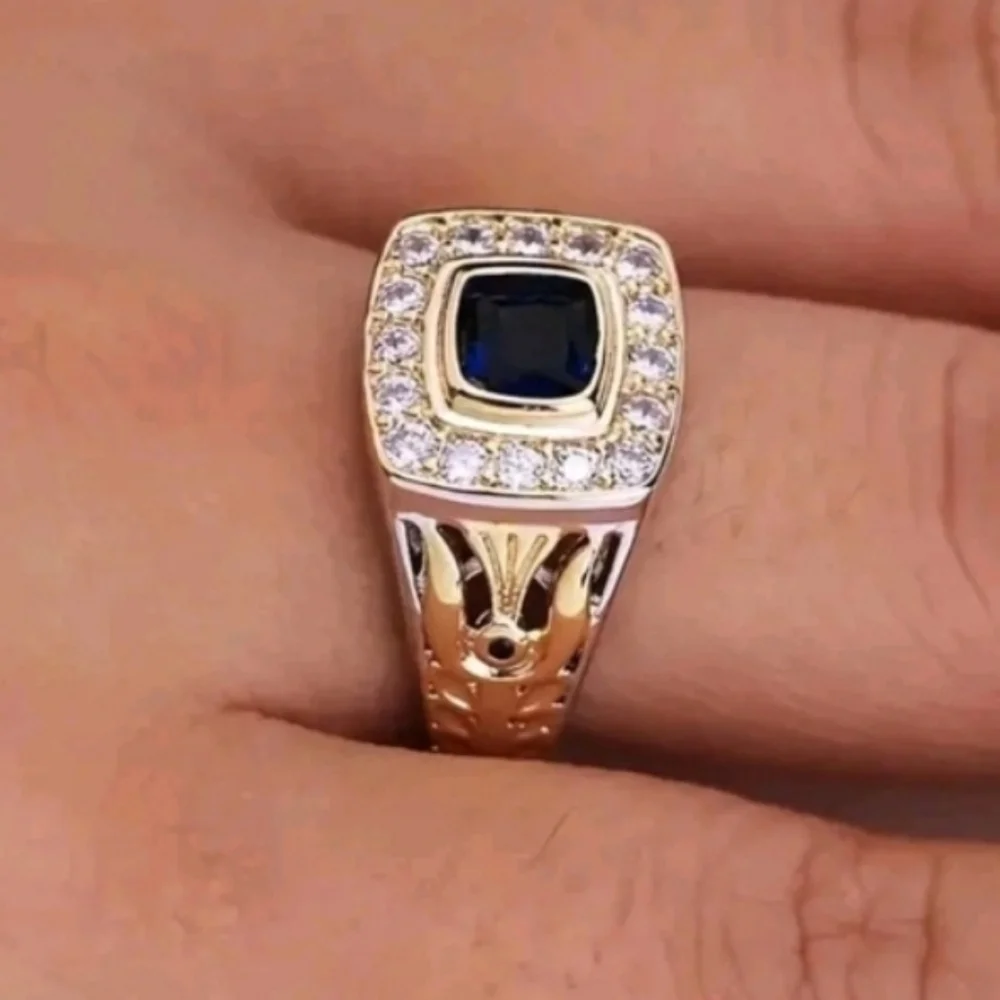 Mens Sapphire Ring With gold Accents